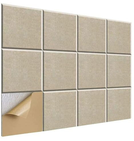12 Pack Sound Proofing Panels Self Adhesive, 30x30 Cm, Acoustic Panels Sound Treatment, Acoustic Panels For Walls Stick For Ceiling Door Wall Bedroom Gaming Room 30x30 Cm(beige)