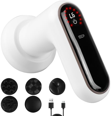 Behogan Cellulite Massagegerät Elektrisch: 5 Massageköpfe 6 Intensitätsstufen & 3 Modell, USB wiederaufladbar Cellulite Gerät, Perkussion Handmassagegerät,Anti Cellulite Massagegerät für Bauch, Gesäß