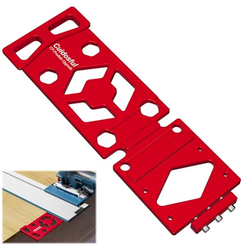 Butée de guidage d'angle pour Bosch FSN - Butée d'angle à 90° en aluminium pour Bosch GST et GKF (avec adaptateur à utiliser) - Durable, facile à monter pour des coupes précises (rouge)