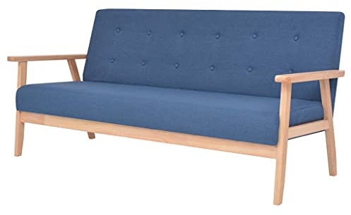WEMYUFURN Skandinavisches Dreisitzer-Sofa mit Massivholzrahmen – Bequemes Polstermöbel aus weichem Polyesterstoff für Wohnzimmer und Entspannung