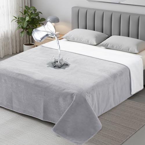 Autsel Vattentät hund- och kattfilt - 152 x 203 cm - Mysig kärleksfilt för soffa, soffbord och säng - Med 3 skyddslager mot fukt och fläckar - För par