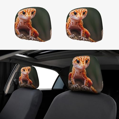 GUOLGP Autositzbezug mit Leoparden-Gecko-Druck, weiches Sitzkissen, Komfort-Nackenkissen, Reisefahrer-Zubehör