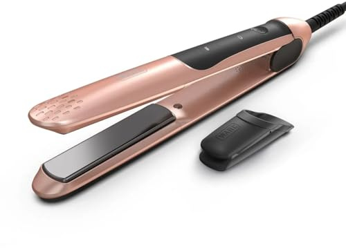 Wahl Pro Glide, Plancha de Queratina Cerámica, 150 a 210 °C, Oro Rosa | Plancha con Placas Cerámicas de Queratina, Temperatura Ajustable 150 a 210 °C, Calienta en 60 Segundos, con Funda