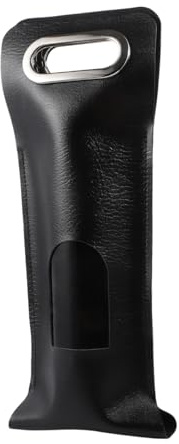 SOLUSTRE Weinhandtasche aus Pu Leder mit Henkel Rotwein Verpackungsbeutel mit Sichtfenster Wiederverwendbare Flaschentasche für Geschenke und Festliche Anlässe
