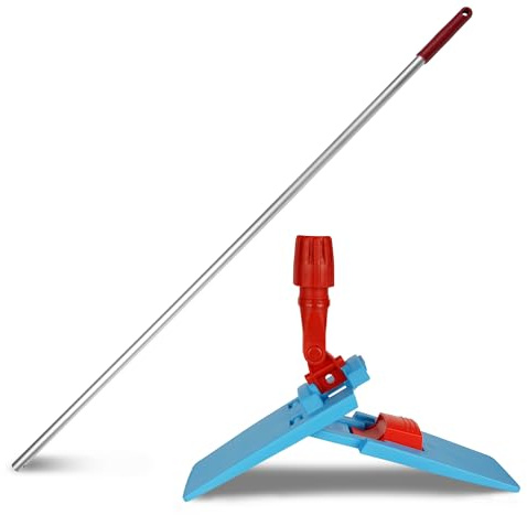 G.I.V. Bodenwischer Moppstange Aluminium 140cm mit Rändelhandgriff + 40cm Klapphalter mit Fußtaste - Alustiel für Wischmopp, Wischer für die Bodenreinigung