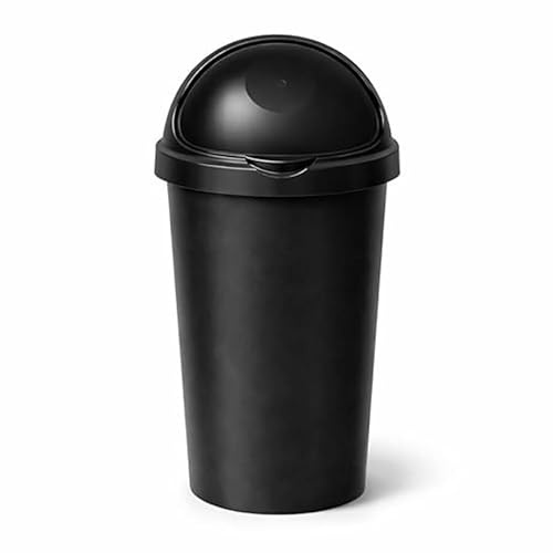 OptiProducts 60L Heavy-duty plastic Bullet trash Bin with flip lid (BLACK) Ideal for Kitchen, Office & Outdoor Cleaning Needs Ideal for Indoor AND Outdoor