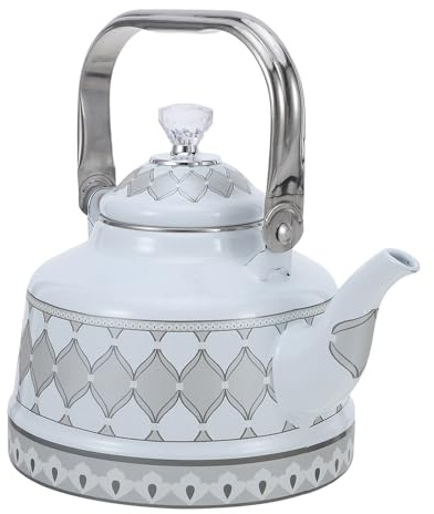 TOKIDNY Bollitore Vintage Smaltato da 1,7l in Ferro e Smalto Resistente al Calore, Teiera Decorativa per Fornello per Casa e Arredamento Cucina