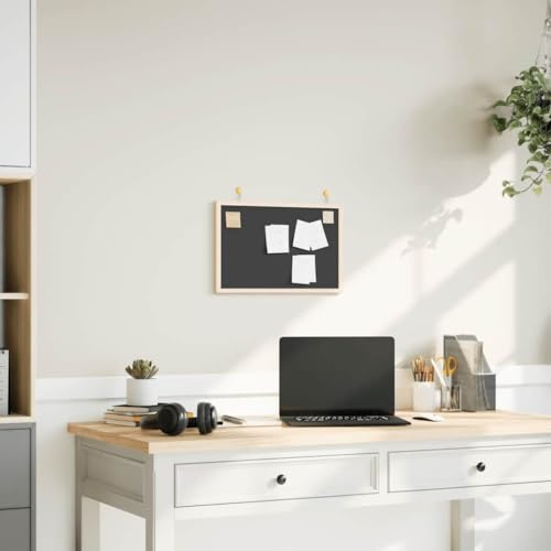 Kaloriko krittavla svart med massiv furutram 40 x 30 cm, mångsidig väggmontering, anteckningsbräda för kontor, kök och skola, organisering och presentation