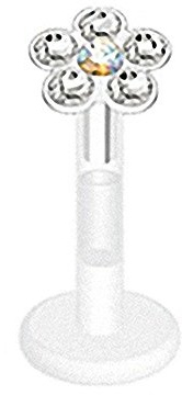 Piercingfaktor® Piercings Lippenpiercing Lippe Schmuck Piercing Bioflex Monroe Multi Kristall Blume 8mm