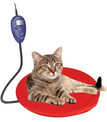 Namsan Pet Heating Pad 12 x 12 Inch Cat heating blanket with 7 Level Adjustable Temperature, Chew Resistant Cord, Veterinarian Recommending, Red