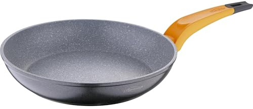 San Ignacio Lava - Sartén de 24cm - Fabricado en Aluminio Forjado - Revestimiento Interior Y Exterior Mármol Gris De Whitford - Mango Soft Touch - Protector De Llama Con Pintura - Inducción Total