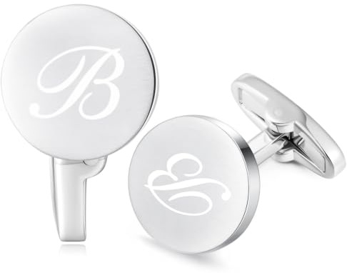 HONEY BEAR Briefe Initialen Buchstabe manschettenknöpfe Herren Edelstahl Hochzeit Cufflinks Manschettenknopf Gebürstetes Silber,MEHRWEG