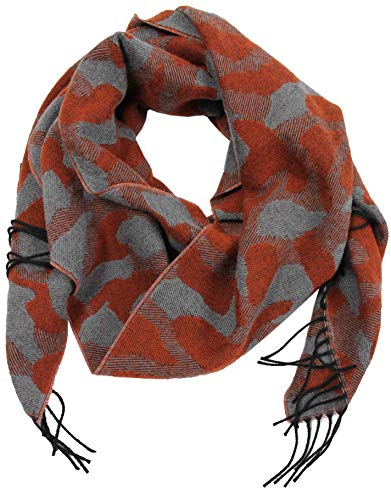Wollschal Webschal Winterschal Unisexschal Armymuster Weiches Warmes 180 x 36 cm in orange aus Wolle made in Germany (Orange) (180 x 36 cm, orange)