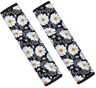 Showudesigns - Juego de 2 almohadillas para cinturón de seguridad para coche, diseño de margaritas, para cinturón de seguridad, para niños, cuello y hombro