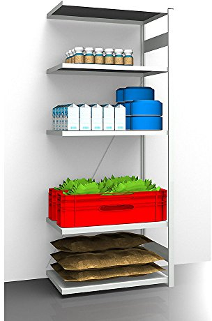 eurokraft | Hygiene-Steckregal | Regalhöhe 2350 mm | 5 Fachböden | BxT 975 x 685 mm | Anbauregal