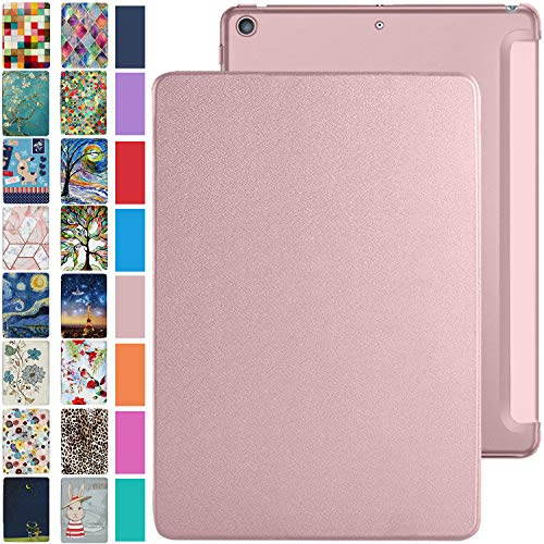 DuraSafe Cases for iPad PRO 12.9 Inch 1st [ Pro 12.9 1 Generation 2015 ] ML3Q2LL/A ML3N2LL/A ML3K2LL/A ML0H2LL/A ML0G2LL/A Trifold PC Smart PU Leather Protective Hard Back Cover - Rose Gold