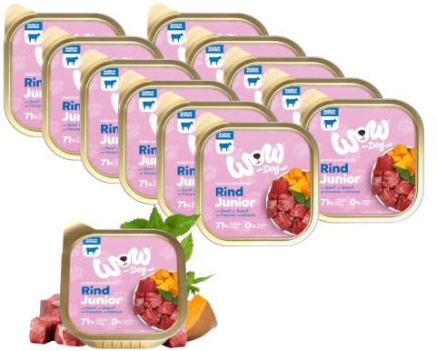 WOW Dog Welpen-Nassfutter mit Rind 11 x 150g | ohne Getreide & Zucker