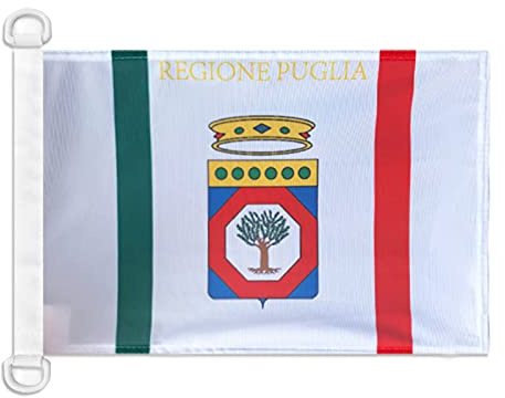AZ FLAG Pavillon Pouilles 45x30 cm Italien Maille Bloquée Anneaux Plastique | Usage extérieur et nautique Pavillon nautique Puglia résistant aux intempéries avec coutures doubles et bords renforcés
