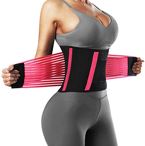 FEimaX Fascia Addominale Dimagrante per Donna e Uomo Cintura Allenamento Snellente Sauna in Vita Regolabile Waist Trimmer Belt Fascia Lombare Corsetto per Fitness e Sport (S, Rosa)