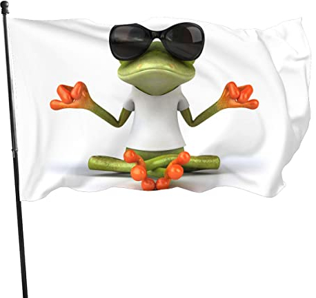 NIBABAEU drapeau Décoratif Maison Bannière de Cour Drôle Grenouille Méditation Yoga Impression Suspendus (frog01)
