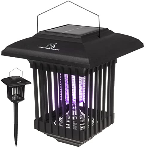 Maclean MCE448 2 in 1 Solar-LED-Dekoleuchte mit Insektenfalle 4-er Pack Mückenlampe mit UV-Licht Solar-Lampe Insektenvernichter 2 Arbeitsmodi IP44 (4 Stück)