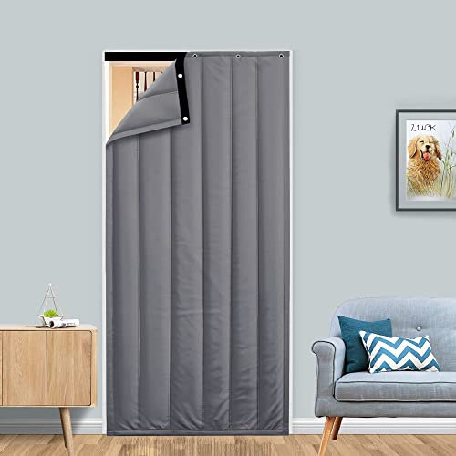 YZJJ Outdoor ohne Bohren thermischisolierter türvorhang Oxford thermovorhange gelb kälteschutz Thermo türvorhang isolier Schutz haustierfreundlich für Schlafzimmer (Size : W80cm*H220cm/31.5x86.5in)