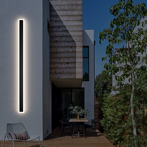 Klighten LED Lange Wandlampe, IP54 Außenwandleuchte, Schwarz Aussenleuchten Eisen Acryl, Wandleuchte Aussen für Villa Terrassen Schlafzimmer Wohnzimmer, Natürliches Licht 4500K, 150CM/45W