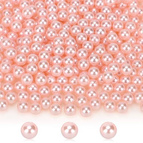 Suream 1300PCS Pearl Beads for Centerpieces, 8mm/0.31in No Hole Artificial Beads for Vase Filler, Jewelry Making, Table Scatter, Wedding Decoration, Makeup Holder, DIY Craft Projects, Pink