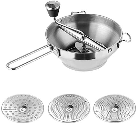 Passiersetaccio in acciaio inox, passaverdure in acciaio inox, con 3 inserti,macinino manuale per macinini alimentari e verdure