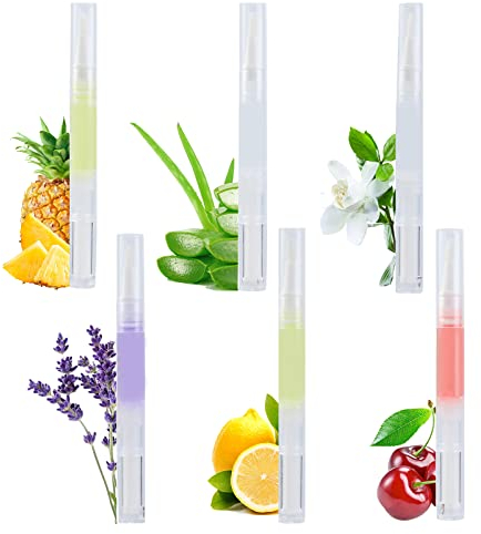 Nagelpflege Stift, Nagelhärter, Nagel Behandlung, Cuticle Öl Set, Nagel Nagelhaut-Öl-Stifte, Nagelhautpflege-Öl, Nagelhaut Öl Behandlung mit weichen Pinsel für Nägel feucht und Behandlung-6Pcs