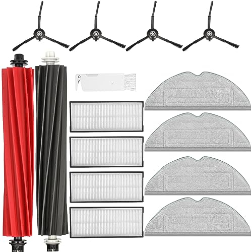 15 Stück Zubehör für Roborock S8 / S8+ Saugroboter mit 2 Hauptbürste (DuoRoller Bürste), 4 Wischtücher, 4 Filter, 4 Seitenbürsten,1 Reinigungsbürste,Waschbar Zubehörset für Roborock S8 / S8+