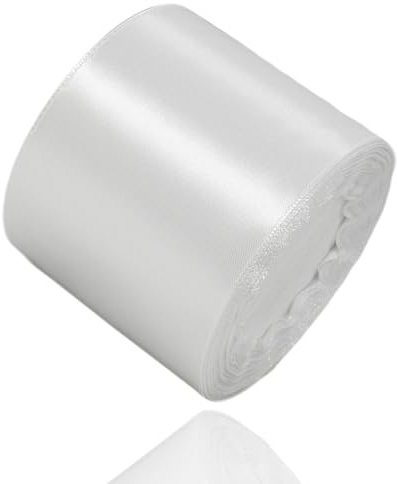 Satinband Weiß 75mm, 22 Meters Dekoration Geschenkband breit Weiss Schleifenband, Stoffband für Hochzeit, Taufe und Geburtstag Geschenke | Schleifenband zum Geschenkverpackung, Weihnachten, Haarbögen, Taufe, Blumensträuße und Festdekorationen