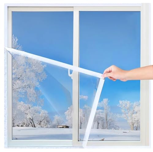Fenster-Isolierungsset für den Winter – Innenfenster-Kunststoff zum Überwintern, verdickt, hohe Transparenz, keine Schrumpffolie erforderlich, 85 x 160 cm – Weiß