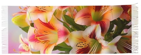 OUSIKA Alstroemeria Kaschmirschal für Damen, warm, leicht, bequem, für Herbst und Winter, Schwarz, Einheitsgröße