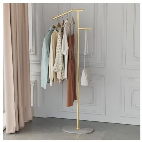 WxMTykx Moderner Kleiderständer Freistehende Aufbewahrungs-Hängegarderobe Mit Schieferbasis Metall Platzsparender Kleiderständer Für Schlafzimmer,Wohnzimmer,Eingangsbereich,Boutique (Color : Gold)