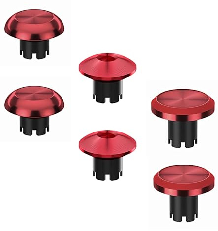 Ceozon Replacement Metal Thumbsticks for Ps5 Edge Controller 6 in 1 Swap Analog Joystick Thumb Grips Accessories (Red)
