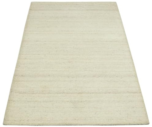 T969 Rug 100% Wool 120 x 180 cm Handmade Beige Grey Hand Tufted