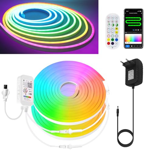 12V WS2811 RGB Neon LED Strip, 84 LEDs/m IP67 Waterproof Flexible LED Light Strip Neon Rope Lamp With WIFI 24 key IR RGB full-color controller for Bedroom, TV, Party, Home Decoration.