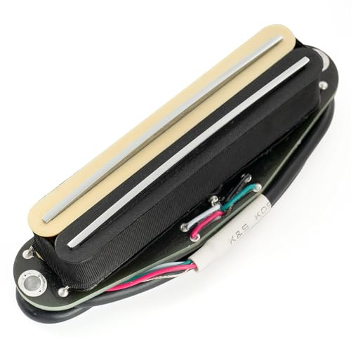 Musiclily Pro ST-DPLC Keramik Rail Blade Humbucker Tonabnehmer im Single Coil Format Pickup 6,2K für Strat Style E-Gitarre, Zebra Korpus Chrom Rail