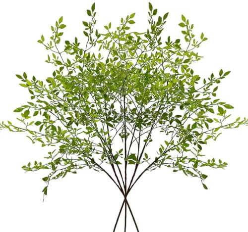 YELIKIT Artificial Plants 3PCS Artificial Ficus Branches Green Nandina 43 Tall Faux Plants Artificial Greenery Stems Fake Ficus Twig Plants for Vase Wedding Home Office Decor, Green