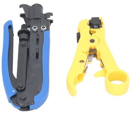 Kit D'outils de Sertissage Coaxial, Pince à Sertir pour Câble Coaxial Réglable avec Connecteurs RG6, Convient pour les Connecteurs RG6, RG59, RG11, 75 5 7 Métriques Impériaux F,