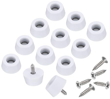 sourcing map 24pcs Rubber Feet Bumpers Buffer Non-Slip Rubber Feet Pad with 6mm Screws for Cutting Board, Cutting Board Feet Non-Slip, Cutting Board Rubber Feet (White, 0.5H x 1D)