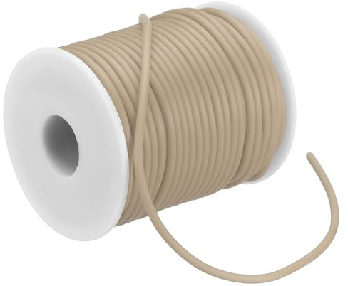PATIKIL Cordón De Goma De Tubo Hueco 27 Yardas 3mm, Tubo De Goma PVC 1.5mm Agujero con Carrete De Plástico para Tejer Abalorios Manualidades DIY, Crema | 1.5mm Agujero, Con Carrete De Plástico, Para Tejer Abalorios Manualidades DIY