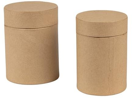 Decopatch BTS089C - Un lot de 2 boîtes à thé avce couvercle fermable - Boite de thé à décorer - Dimensions : 10x10x13cm