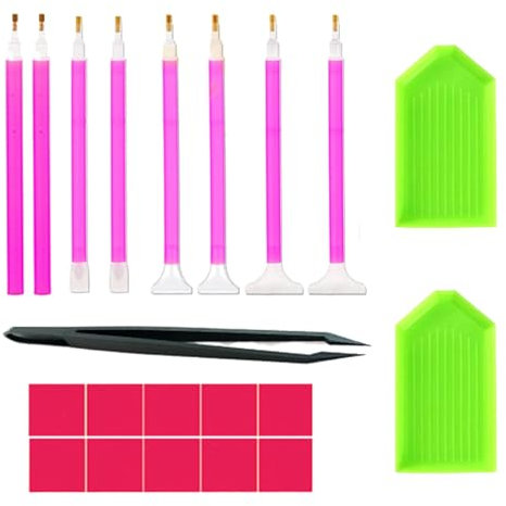 21 Stück Diamond Painting Stift,Diamond Painting Zubehör, Diamond Art Painting Zubehör Stifte Set,5D Diamond Art Painting Zubehör Stifte,Mit Pinzette,für Diy,Diamantmalerei Stickerei,Nagelwerkzeug