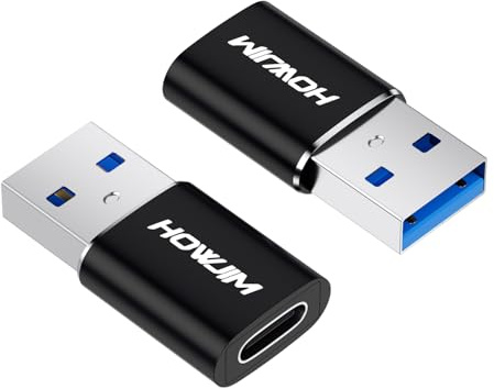 HOWJIM USB auf USB C Adapter 2 Stück,5Gbps Typ C Buchse auf USB A Stecker | Schnellladung,USB A auf USB C OTG Adapter für Phone 15 16 17 Serie Pad Pro G-alaxy Smartphone Laptop Tablet Schwarz