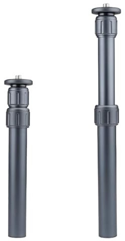 PUKOKO Extensión de Trípode de Aluminio,Base Conmutable 1/4'' 3/8'',Longitud Máx 46.5 cm, Capacidad de Carga 3 kg