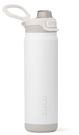 ZULU Powerfill Pro 24oz Stainless Steel Water Bottle with Quick Fill Lid, Triple Walled Vacuum Insulated Metal, Leak Proof Locking Lid, Sip and Chug, Reusable BPA Free, White