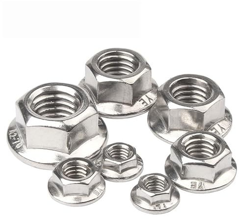 Sechskant-Vollmutter, Sechskant-Vollmuttern, Flanschmuttern, 20 Stück Sechskant-Flanschmuttern M2,5 M3 M4 M5 M6 M8 M10 M12 M14 304 Edelstahl Zackenmutter mit automatischer Sicherungsmutter, gezahnter