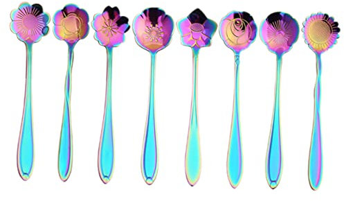 Cabilock 8piezas Agitador Vino Flor Estampado Barra Acero Inoxidable Cuchara Mezcladora